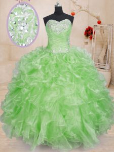 Sweet 16 Dresses Military Ball and Sweet 16 and Quinceanera and For with Beading and Ruffles Sweetheart Sleeveless Lace Up