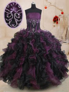 Low Price Multi-color Strapless Lace Up Beading and Ruffles Sweet 16 Dress Sleeveless