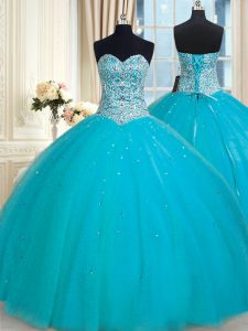 Sleeveless Beading and Sequins Lace Up Ball Gown Prom Dress
