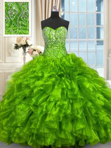 Quinceanera Dress Sweetheart Sleeveless Brush Train Lace Up