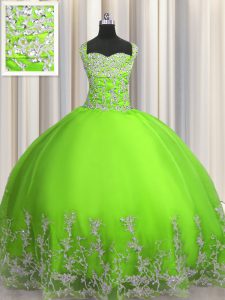 Superior Floor Length Lace Up Quinceanera Dress for Military Ball and Sweet 16 and Quinceanera with Beading and Appliques
