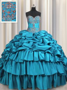 Sleeveless Brush Train Beading and Embroidery and Ruffled Layers and Pick Ups Lace Up Party Dresses