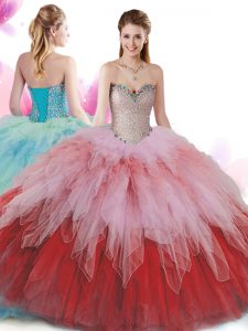 Ball Gowns Ball Gown Prom Dress Multi-color Sweetheart Tulle Sleeveless Floor Length Lace Up