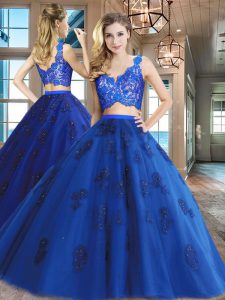 Affordable Royal Blue Sleeveless Tulle Zipper Quince Ball Gowns for Military Ball and Sweet 16 and Quinceanera