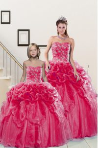 Organza Sleeveless Floor Length Sweet 16 Quinceanera Dress and Beading and Pick Ups
