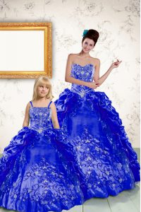 Colorful Royal Blue Sleeveless Floor Length Beading and Embroidery and Pick Ups Lace Up Quinceanera Dresses