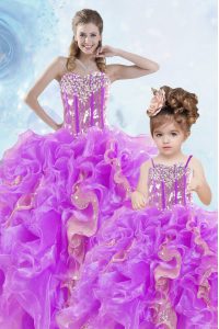 Sequins Ball Gowns Quinceanera Dress Multi-color Sweetheart Organza Sleeveless Floor Length Lace Up