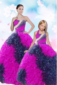 Beautiful Multi-color Sleeveless Floor Length Sequins and Pick Ups Lace Up Quinceanera Dresses