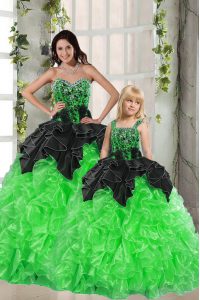 Ball Gowns Sweetheart Sleeveless Organza Floor Length Lace Up Beading and Ruffles Sweet 16 Dresses