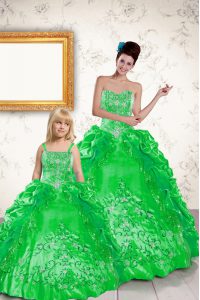 Smart Green Sweetheart Lace Up Beading and Embroidery and Pick Ups Quinceanera Dress Sleeveless