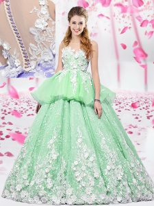 Sumptuous Scoop Sleeveless Organza and Tulle Lace Up Quince Ball Gowns for Military Ball and Sweet 16 and Quinceanera