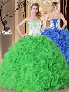 Best Selling Sleeveless Embroidery and Ruffles Lace Up 15 Quinceanera Dress